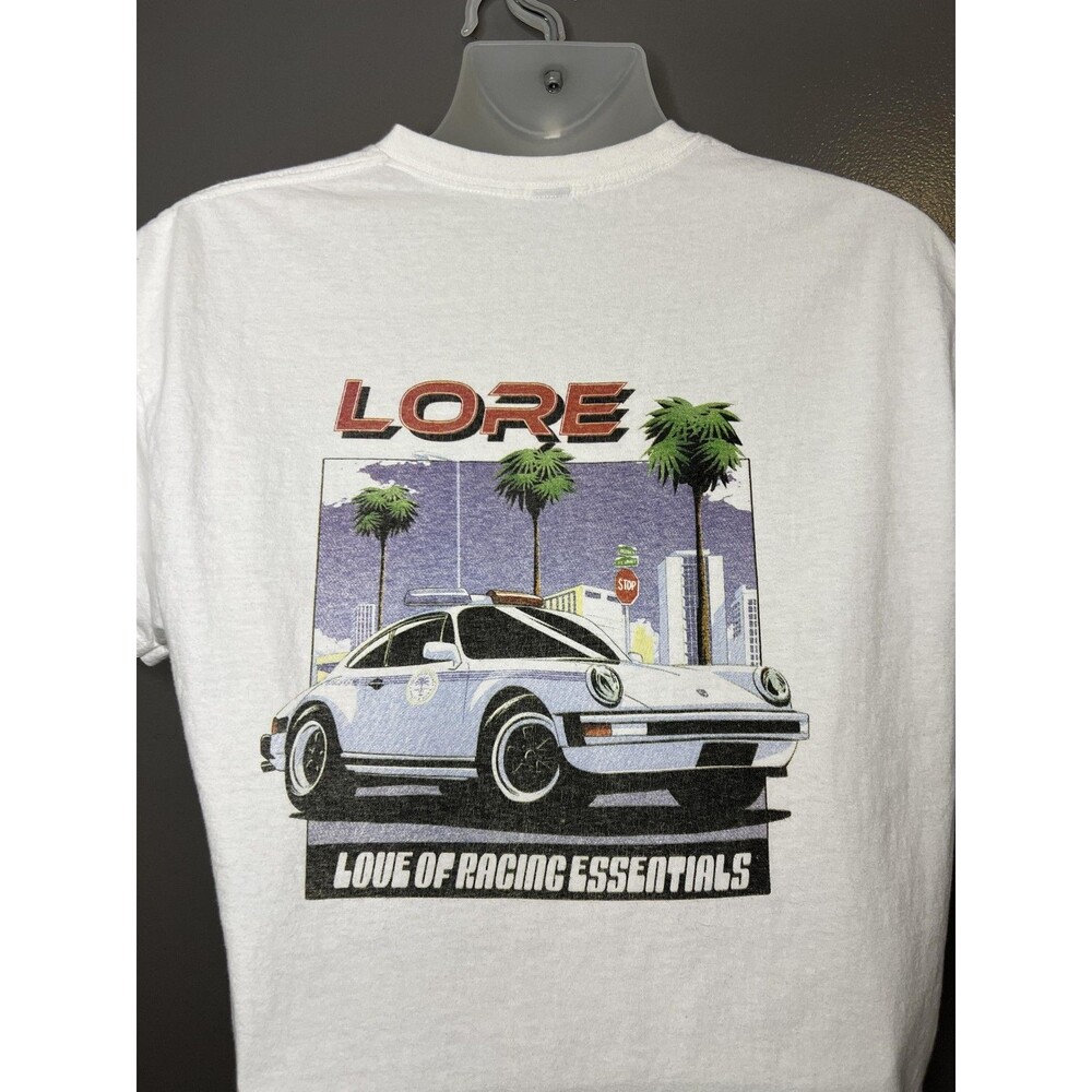 Lore Shirt Mens Large White Racing Car Graphic Tee Shirt Automotive Streetwear